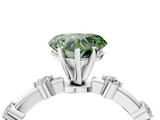 White gold Fancy Green Heart  Solitaire Diamond Ring with Bezel Set Side Stones and Prong Setting_4