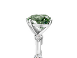 White gold Fancy Green Heart  Solitaire Diamond Ring with Bezel Set Side Stones and Prong Setting_5