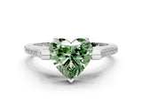 White gold Fancy Green Heart  Solitaire Diamond Ring with Channel Set Band and Bezel Prong Setting_91