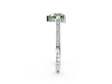White gold Fancy Green Heart  Solitaire Diamond Ring with Channel Set Band and Bezel Prong Setting_93