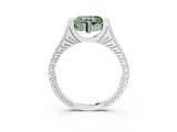 White gold Fancy Green Heart  Solitaire Diamond Ring with Channel Set Band and Bezel Prong Setting_94