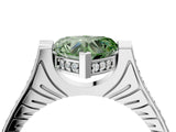 White gold Fancy Green Heart  Solitaire Diamond Ring with Channel Set Band and Bezel Prong Setting_96