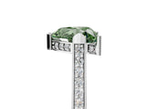 White gold Fancy Green Heart  Solitaire Diamond Ring with Channel Set Band and Bezel Prong Setting_96