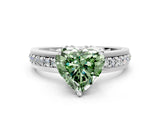 White gold Fancy Green Heart  Solitaire Diamond Ring with Channel Set Band and Six-Prong Setting_29
