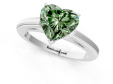 White gold Fancy Green Heart  Solitaire Diamond Ring with Four-Prong Setting and Classic Band_4