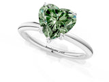White gold Fancy Green Heart  Solitaire Diamond Ring with Four-Prong Setting on a Plain Band_33