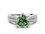 White gold Fancy Green Heart  Solitaire Diamond Ring with Milgrain Pavé Band and Four-Prong Setting_20