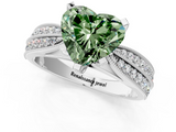 White gold Fancy Green Heart  Solitaire Diamond Ring with Milgrain Pavé Band and Four-Prong Setting_21