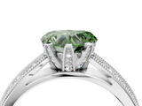 White gold Fancy Green Heart  Solitaire Diamond Ring with Milgrain Pavé Band and Four-Prong Setting_23