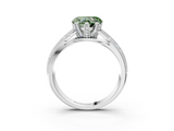 White gold Fancy Green Heart  Solitaire Diamond Ring with Milgrain Pavé Band and Four-Prong Setting_23