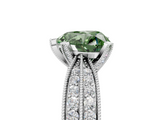 White gold Fancy Green Heart  Solitaire Diamond Ring with Milgrain Pavé Band and Four-Prong Setting_24