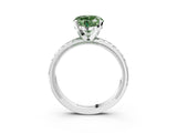 White gold Fancy Green Heart  Solitaire Diamond Ring with Milgrain and Black Enamel X Pattern Band_32