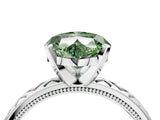 White gold Fancy Green Heart  Solitaire Diamond Ring with Milgrain and Black Enamel X Pattern Band_33