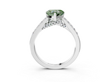 White gold Fancy Green Heart  Solitaire Diamond Ring with Pavé Band and Four-Prong Setting_3