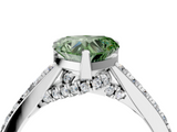 White gold Fancy Green Heart  Solitaire Diamond Ring with Pavé Band and Four-Prong Setting_4