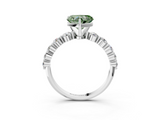 White gold Fancy Green Heart  Solitaire Diamond Ring with Pave Band and Four-Prong Setting_3