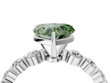 White gold Fancy Green Heart  Solitaire Diamond Ring with Pave Band and Four-Prong Setting_4