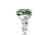 White gold Fancy Green Heart  Solitaire Diamond Ring with Pave Band and Four-Prong Setting_5