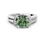 White gold Fancy Green Heart  Solitaire Diamond Ring with Pave Band and Six-Prong Setting_47