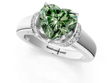 White gold Fancy Green Heart  Solitaire Diamond Ring with Pave Band and Six-Prong Setting_48