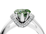 White gold Fancy Green Heart  Solitaire Diamond Ring with Pave Band and Six-Prong Setting_55