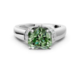 White gold Fancy Green Heart  Solitaire Diamond Ring with Pave Band and Six-Prong Setting_61