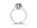 White gold Fancy Green Heart  Solitaire Diamond Ring with Pave Band and Six-Prong Setting_64