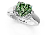 White gold Fancy Green Heart  Solitaire Diamond Ring with Pave Band and Six-Prong Setting_66