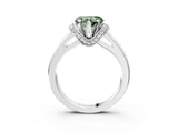 White gold Fancy Green Heart  Solitaire Diamond Ring with Pave Band and Six-Prong Setting_80