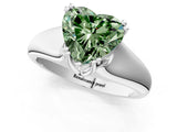 White gold Fancy Green Heart  Solitaire Diamond Ring with Six-Prong Cathedral Setting_33
