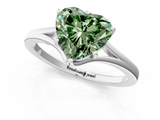 White gold Fancy Green Heart  Solitaire Diamond Ring with Six-Prong Setting and Tapered Band_1