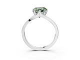 White gold Fancy Green Heart  Solitaire Diamond Ring with Six-Prong Setting and Tapered Band_3