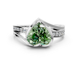 White gold Fancy Green Heart  Solitaire Diamond Ring with Split Shank and Prong Setting_17