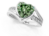 White gold Fancy Green Heart  Solitaire Diamond Ring with Split Shank and Prong Setting_18