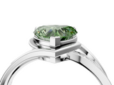 White gold Fancy Green Heart  Solitaire Diamond Ring with Split Shank and Prong Setting_21