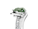 White gold Fancy Green Heart  Solitaire Diamond Ring with Split Shank and Prong Setting_22