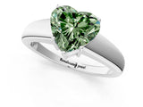 White gold Fancy Green Heart  Solitaire Diamond Ring with Tapered Band and Four-Prong Setting_53