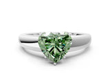 White gold Fancy Green Heart  Solitaire Diamond Ring with Tapered Band and Four-Prong Setting_53