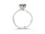 White gold Fancy Green Heart  Solitaire Diamond Ring with Thin Band and Four-Prong Setting_3