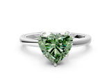 White gold Fancy Green Heart  Solitaire Diamond Ring with Thin Band and Four-Prong Setting_60