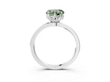 White gold Fancy Green Heart  Solitaire Diamond Ring with Thin Band and Four-Prong Setting_63