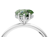White gold Fancy Green Heart  Solitaire Diamond Ring with a Classic Band and Four-Prong Setting 5