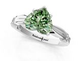 White gold Fancy Green Heart  Solitaire Diamond Twisted Band with Four-Prong Setting_1