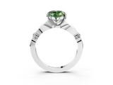 White gold Fancy Green Heart  Solitaire Diamond Twisted Band with Four-Prong Setting_3