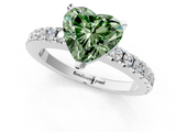 White gold Fancy Green Heart  Solitaire Diamond with Pavé Band and Four-Prong Setting_1