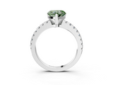 White gold Fancy Green Heart  Solitaire Diamond with Pavé Band and Four-Prong Setting_3
