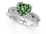 White gold Fancy Green Heart  Solitaire Diamond with Pave and Channel Set Band_1