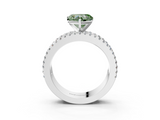White gold Fancy Green Heart  Solitaire Diamond with Pave and Channel Set Band_3