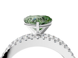 White gold Fancy Green Heart  Solitaire Diamond with Pave and Channel Set Band_4