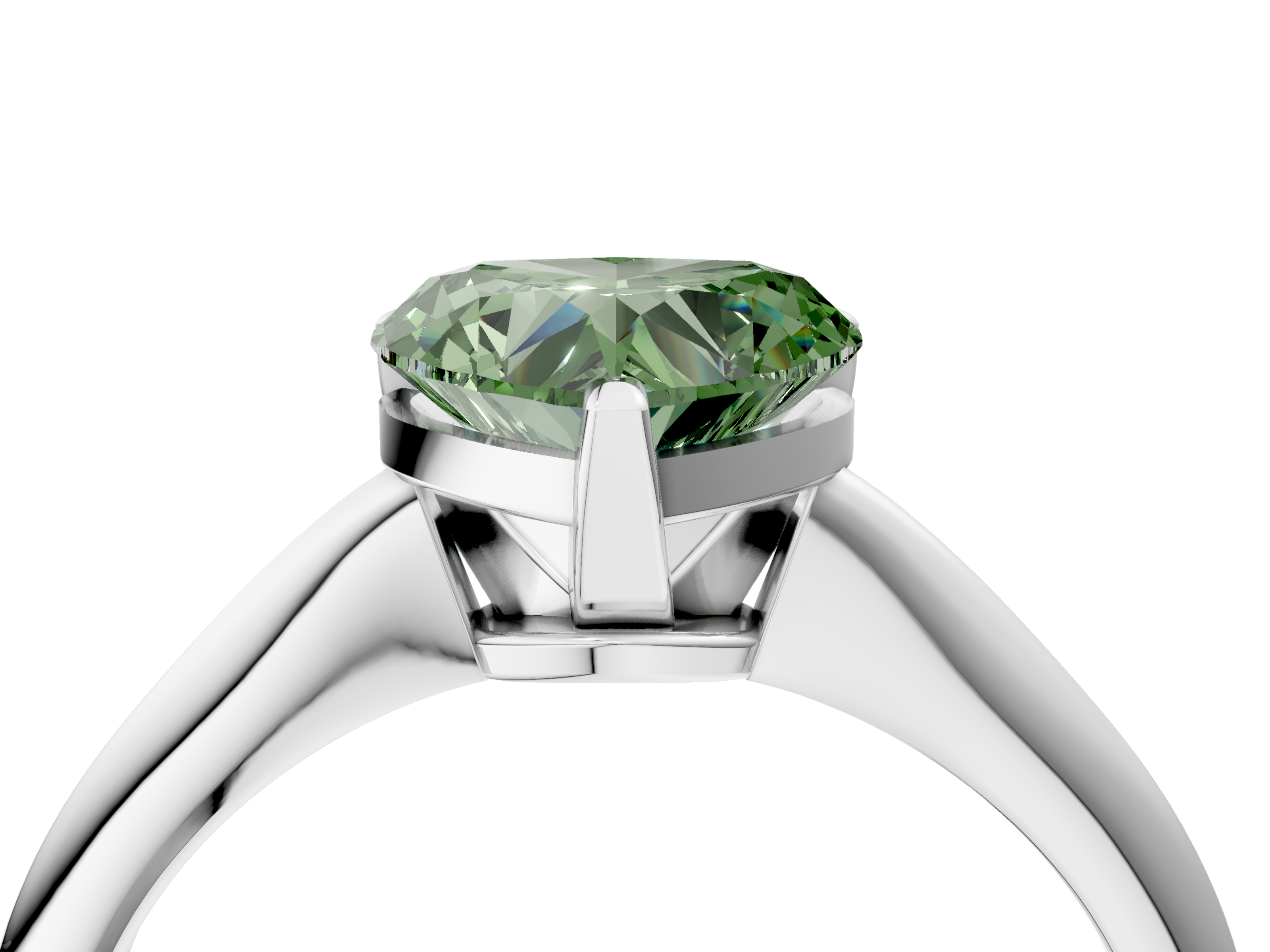 White gold Fancy Green Heart  Solitaire Engagement Ring with Classic Band and Four-Prong Setting_4